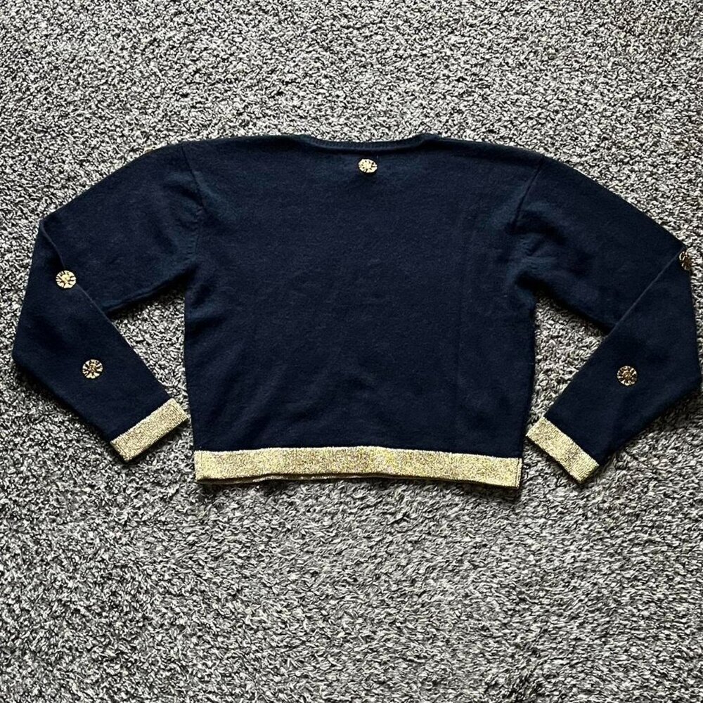 Adrienne Vittadini Angora Wool Sweater Womens Large Black w/Glitter Sun Pendant - Picture 4 of 7